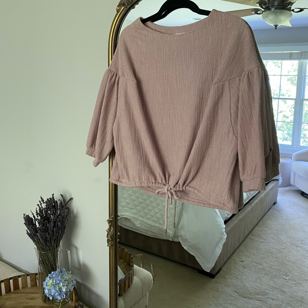 Mango Drawstring Top, SZ US XS, Dusty Pink, NEW